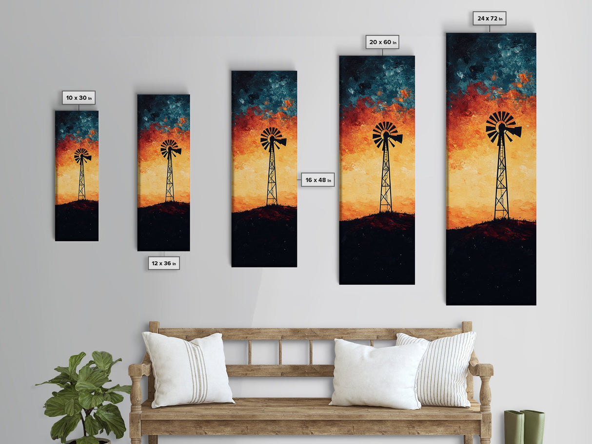 Windmill Canvas Print Southwest Wall Art, Moody Desert Sunset Artwork, Rustic Decor, Joshua Tree Inspired, Gift Idea for Her