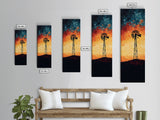 Windmill Canvas Print Southwest Wall Art, Moody Desert Sunset Artwork, Rustic Decor, Joshua Tree Inspired, Gift Idea for Her