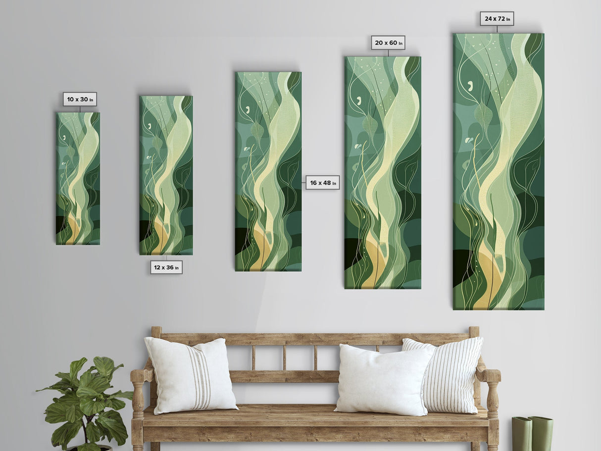 Sage Green Framed Canvas Print, Abstract Botanical Artwork, Whimsical Wabi Sabi Wall Art, Gift Idea for Living Room, Minimalist Art