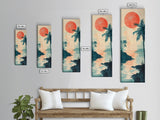 Tropical Sunset Coastal Landscape Framed Canvas Print | Nautical Wall Art | Coastal Painting | Nautical Decor | Gift Idea Her | Vertical Art