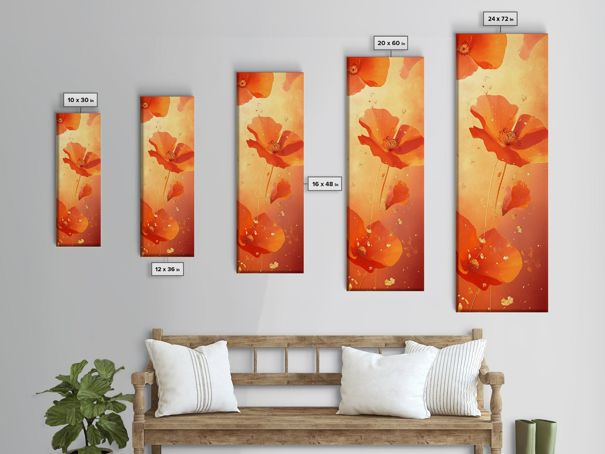 Vibrant Orange Poppy Flower Framed Canvas Print | California Poppy Art | Wildflower Painting | Botanical Prints | Rustic Decor | Bedroom Art