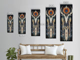 Dreamcatcher Deer Canvas Print Featuring Boho Sacred Geometry Art, Native Inspired Dark Angels Wall Art Ideal For Gift Idea