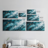 Abstract Teal Fluid Art Canvas Print, Coastal Wall Art, Teal Wall Art, Nautical Decor, Moody Art, Coastal Decor, Living Room Art, Gift Idea
