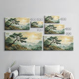Mountain Landscape Pine Tree Canvas Print Nature Art Zen Wall Art Rustic Decor Horizontal Artwork Bedroom Above Couch Wall Art