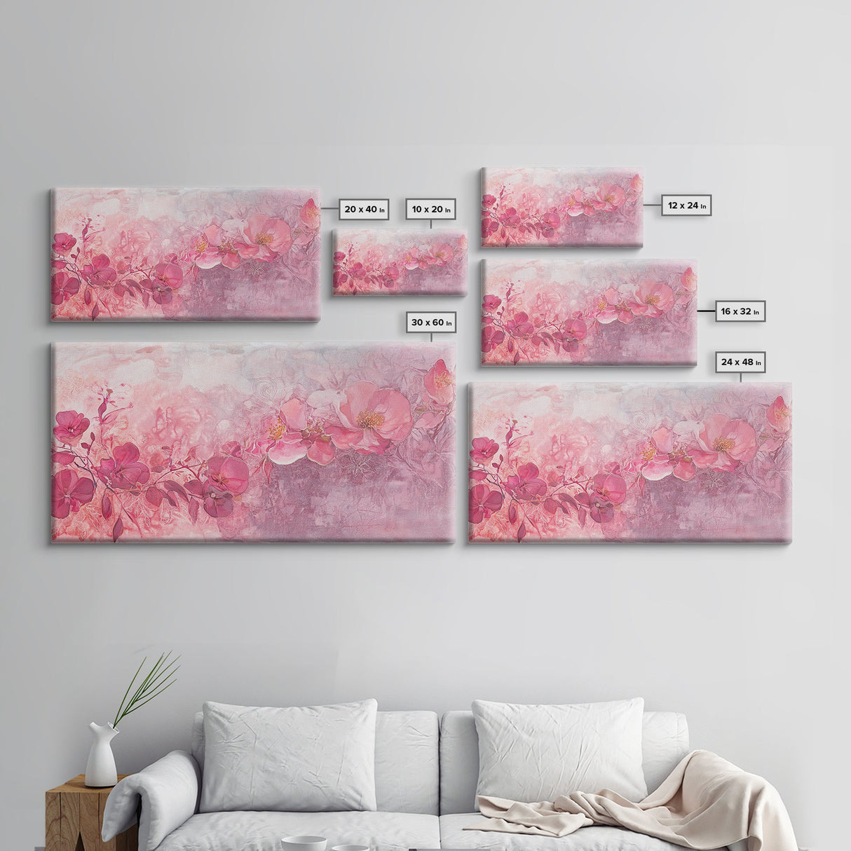 Orchid Bliss Canvas Print Featuring Botanical Prints and Moody Art Pink Wall Art Long Narrow Wall Art Farmhouse Rustic Home Decor