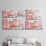 Gold Frame Abstract Framed Canvas Print Featuring Pink Abstract Art and Whimsical Art Light Pink Wall Art Minimalist Rustic Decor