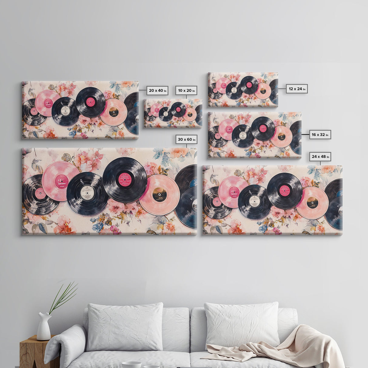 Vinyl Record Nostalgia Canvas Print Featuring Music Wall Art Retro Wall Art Pink Wall Art Moody Art Rustic Art Guest Room Living Decor