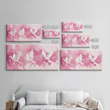 White Dove Flight Canvas Print | Angel Art Prints | Light Pink Wall Art | Minimalist Bird Art | Whimsical Living Room Decor Wall Art