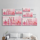 Pink Makeup Canvas Print | Therapy Art | Feminine Wall Art | Light Pink Bedroom Decor | Romantic Vanity Framed Canvas Print