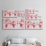 Pink Lanterns Canvas Print Chinoiserie Wall Art Moroccan Wall Art Whimsical Art Living Room Art Rustic Decor Fall Gift Idea