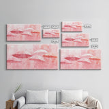 Umbrella Art Canvas Print, Light Pink Wall Art, Minimalist Decor Piece, Coastal Cowgirl Home Accent, Whimsical Abstract Art Gift Idea