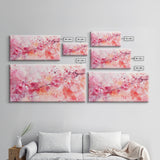 Vibrant Cherry Blossom Canvas Print | Pink Orange Wall Art | Spring Inspired Artwork | Living Room Above Sofa Decor | Horizontal Art