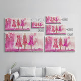 Chic Pink Dress Canvas Print | Fashion Inspired Artwork | Retro Pink Abstract Wall Art | Bedroom or Boutique Framed Decor | Trendy Art