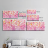 Magical Fairy Light Pink Abstract Canvas Print with Bokeh Lights, Ideal Whimsical Art for Living Room, Vertical Skinny Wall Art