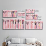 Hairbrush Collection Canvas Print Whimsical Art Pink Wall Art Fun Boho Aesthetic Bathroom Decor Vertical Art Unique Gift Idea