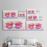 Retro Sunglasses Art Canvas Print | Fun Pink Wall Art | Whimsical Framed Canvas Print | Boho Chic Decor | Gift Idea | Dorm Room Art
