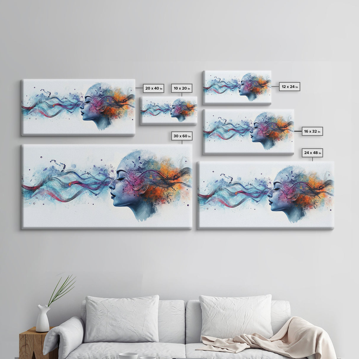 Vibrant Feminine Energy Canvas Print - Abstract Goddess Art Therapy Wall Decor - Whimsical Moody Brain Art for Home Office