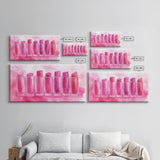 Lipstick Row Canvas Print | Pink Wall Art, Whimsical Decor, Light Pink Art, Feminine Gift Idea, Living Room Art, Above Couch Decor