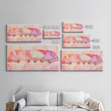 Fan Arrangement Canvas Print | Moroccan Wall Art, Chinoiserie Wall Art, Wabi Sabi Art, Light Pink Decor, Extra Wide Wall Art, Above Sofa Art