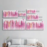 Assorted Lipstick Shades Illustration in Light Pink Wall Art on Canvas Print, Makeup Lover's Room or Vanity Decor Idea
