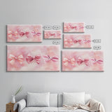 Bow Tie Trio Painting with Pink Orange Wall Art Aesthetic Framed Canvas Print, Whimsical Art Bedroom or Living Room Decor