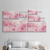 Winter Snowflake Motif with Pink Christmas Wall Art Aesthetic on Framed Canvas Print, Holiday Living Room or Bedroom Decor