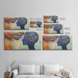 Vibrant Abstract Woman Framed Canvas Print -Abstract Goddess Wall Art - Artistic Brain Art- Geometric Wall Art