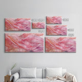 Sheer Pink Fabric Abstract Painting as Light Pink Wall Art Aesthetic on Framed Canvas Print, Modern Bedroom or Living Room Accent