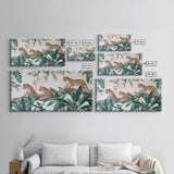 Tropical Leopard Trio Canvas Print Rustic Wall Art Botanical Jungle Decor Leopard Wall Art Above Sofa Art Gift Idea
