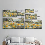 California Poppy Art Landscape Framed Canvas Print Wildflower Wall Art Rustic Decor Above Sofa Living Room Art Gift Idea