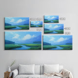 Marshland Panoramic Canvas Print, Coastal Landscape Art Bedroom Decor, Rustic Wall Art Living Room Gift, Nautical Horizontal Artwork