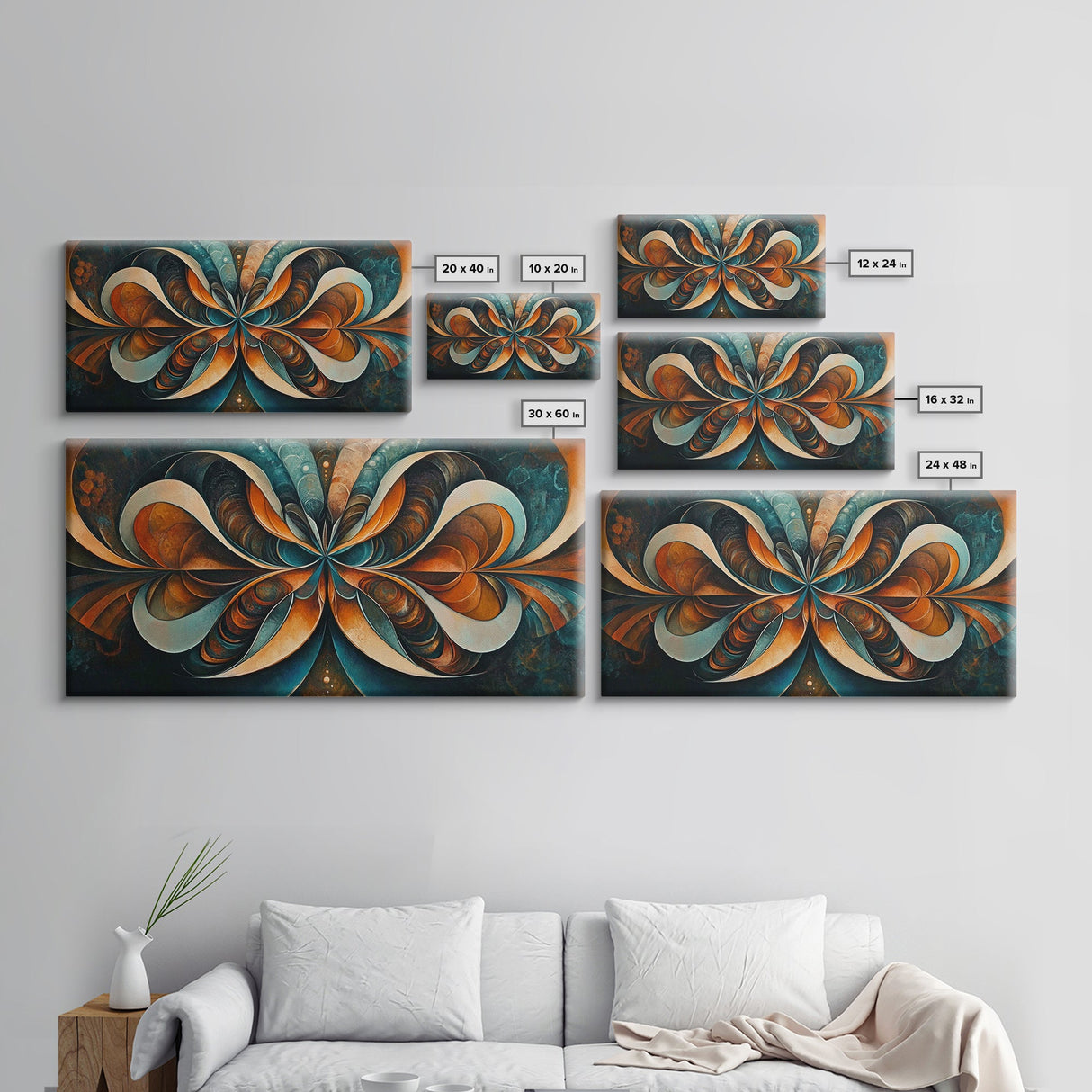 Butterfly Abstract Framed Canvas Print, Geometric Wall Art Moody Modern Decor, Sacred Geometry Artwork Idea Horizontal Living Room Design