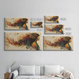 Vibrant Female Silhouette Framed Canvas Print, Whimsical Art, Afrocentric Wall Art, Angel Art Prints, Bedroom Art, Chinoiserie Wall Art
