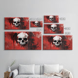 Skull Art Framed Canvas Print, Moody Dark Abstract Wall Decor, Gothic Bedroom Art, Unique Halloween Wall Art Gift, Dark Angels Decor