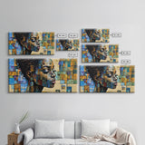 Afrocentric Wall Art Framed Canvas Print, Geometric African Art, Bold Living Room Decor, Unique Moody Art Gift Idea, African Art Print