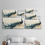 Stunning Peacock Art Framed Canvas Print, Bold Wildlife Wall Decor, Moody Nature Painting, Bedroom Above Sofa Art Gift Idea