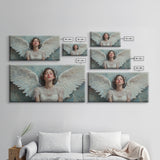 Heavenly Grace Framed Canvas Print with Angel Art Prints and Whimsical Art for Light Pink Wall Art and Romantic Home Decor