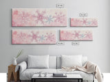 Hand-Painted Snowflake Art Canvas Print, Christmas Rustic Winter Wall Decor, Light Pink Abstract Artwork, Cozy Living Room Art Gift