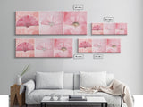 Trio of Elegant Fans Canvas Print, Minimalist Boho Pink Artwork, Oriental Fan Wall Art for Bedroom, Light Pastel Wall Decor Idea