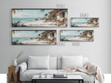 Tropical Beach Framed Canvas Print Coastal Landscape Art Nautical Decor Relaxing Living Room Wall Art Panoramic Seascape Painting