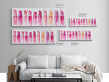 Vibrant Lipstick Shades Canvas Print, Pink Makeup Wall Art, Feminine Bedroom Decor, Whimsical Beauty Room Artwork Gift Idea