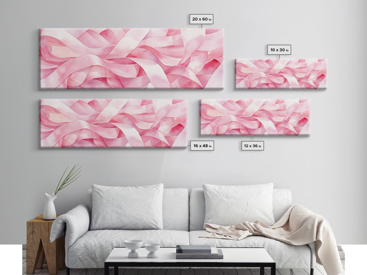 Pink Ribbon Abstract Art Canvas Print Light Pink Wall Art Minimalist Artwork Bedroom Art Above Sofa Decor Gift Idea For Her