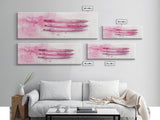Pink Brushes Art Canvas Print with Geometric Design, Light Pink Wall Art Perfect Above Sofa or Dorm Room, Wabi Sabi Inspired Decor