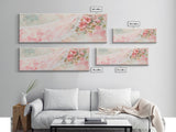 Romantic Rose Painting Canvas Print Featuring Bridal Lace, Botanical Prints Ideal Bedroom Art or Wedding Gift Idea