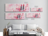 Pink Lipstick Art Canvas Print, Light Pink Wall Art, Feminine Abstract Painting, Modern Home Decor Piece for Bedroom or Bathroom