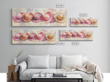 Pink Hats Wall Art Canvas Print Pearlescent Elements, Minimalist Abstract Artwork, Perfect Addition to Feminine Rustic Decor