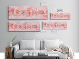 Cherry Blossom Canvas Print with Delicate Pearl Accents, Romantic Light Pink Wall Art for Bedroom or Coastal Wedding Decor