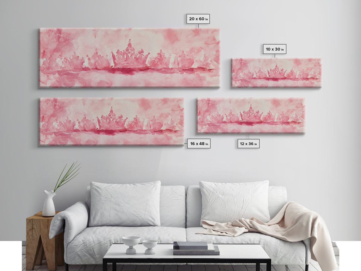 Pink Crown Canvas Print Minimalist Art Abstract Pink Wall Art Light Pink Bedroom Decor Princess Aesthetic Whimsical Art Wall Art