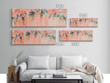 Floral Wildflower Painting Framed Canvas Print, Watercolor Botanical Prints in Peach and Green, Vertical Rustic Farmhouse Wall Art