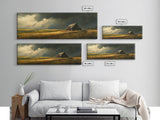 Abandoned Farmhouse Framed Canvas Print Rustic Landscape Art Smoky Mountain Painting Extra Wide Living Room Wall Autumn Decor